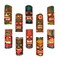Set of 10 Hand-Carved Tropical Island Style Tiki Masks Decorative Wall Hangings